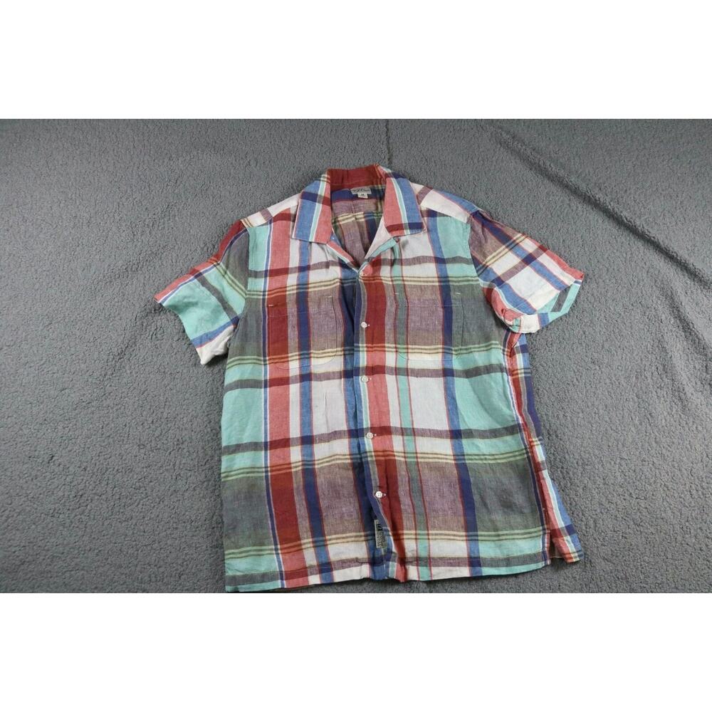 J. Crew Shirt Mens M Plaid Baird McNutt Irish Linen Cotton Classic Button Down